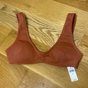 Aerie plunge ribbed bikini top size small